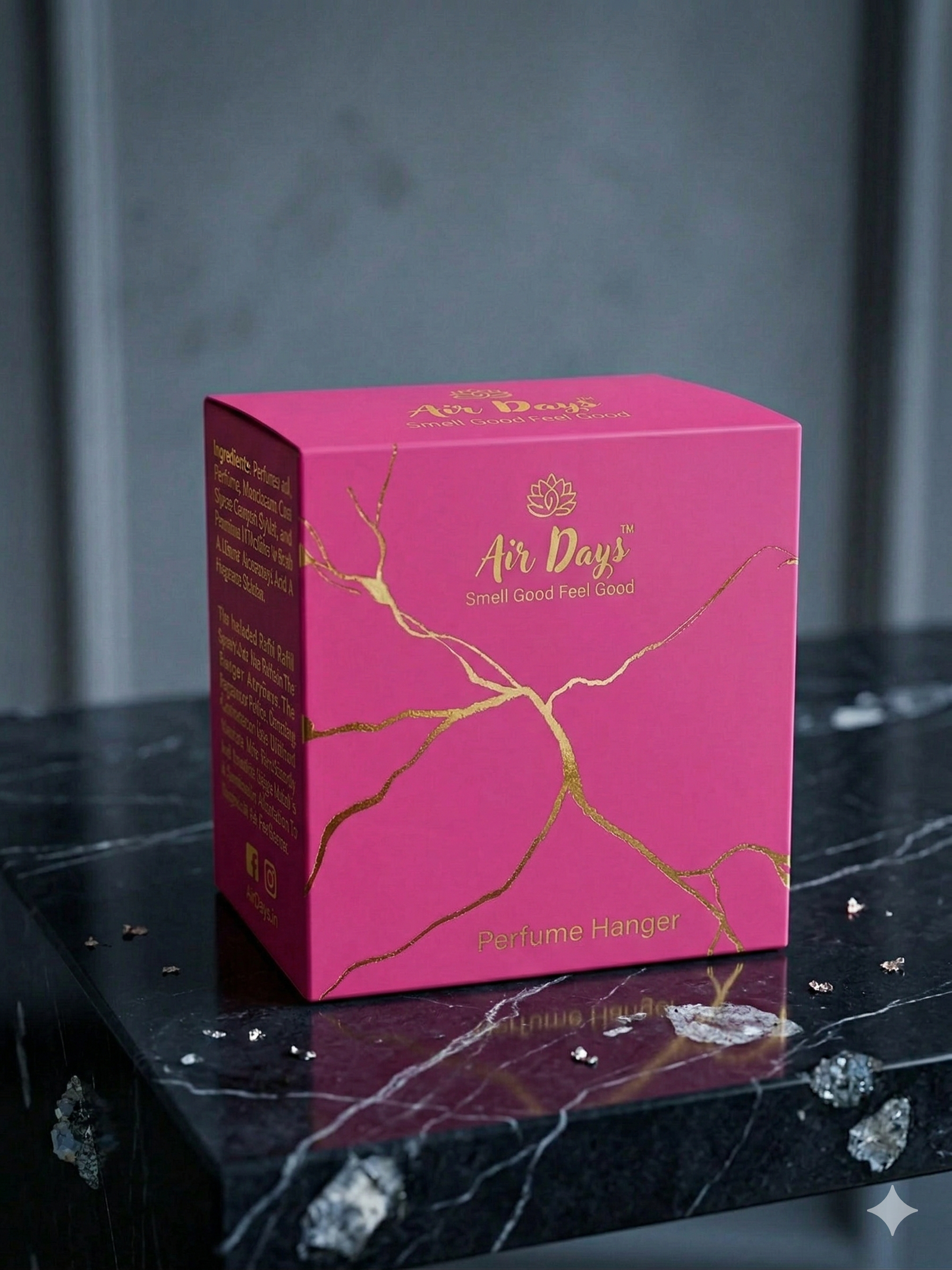 Air Days Magenta Car Air Freshener Wooden Hanging Perfume with Sprayer – Sweet & Floral Fragrance